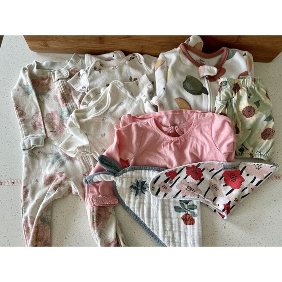 Infant Baby Girl 3 Months Garden Backyard Theme Gap Carters Burts Bees Set Of 8 - Picture 1 of 16
